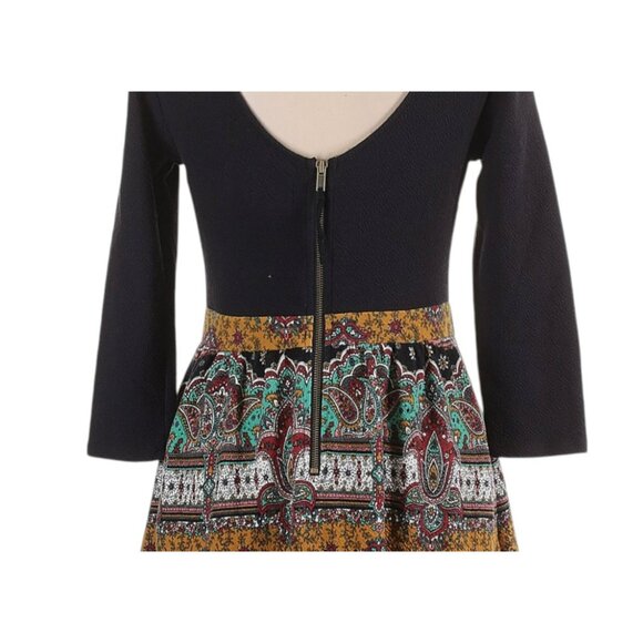 Maeve for Anthropologie Size 12 Dress Boho Black Gold Paisley Fit and Flare NWOT - Picture 4 of 4